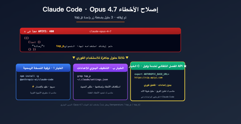 claude code opus 4 7 top p deprecated error fix ar image 0 图示